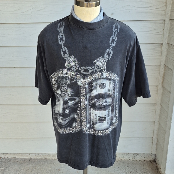 TUPAC Diamond Chain And Heavy Weight RAP Cotton HIP HOP Mens XL T Shirt VTG RARE